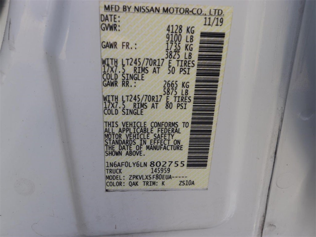 2020 Nissan NV2500 HD SV High Roof