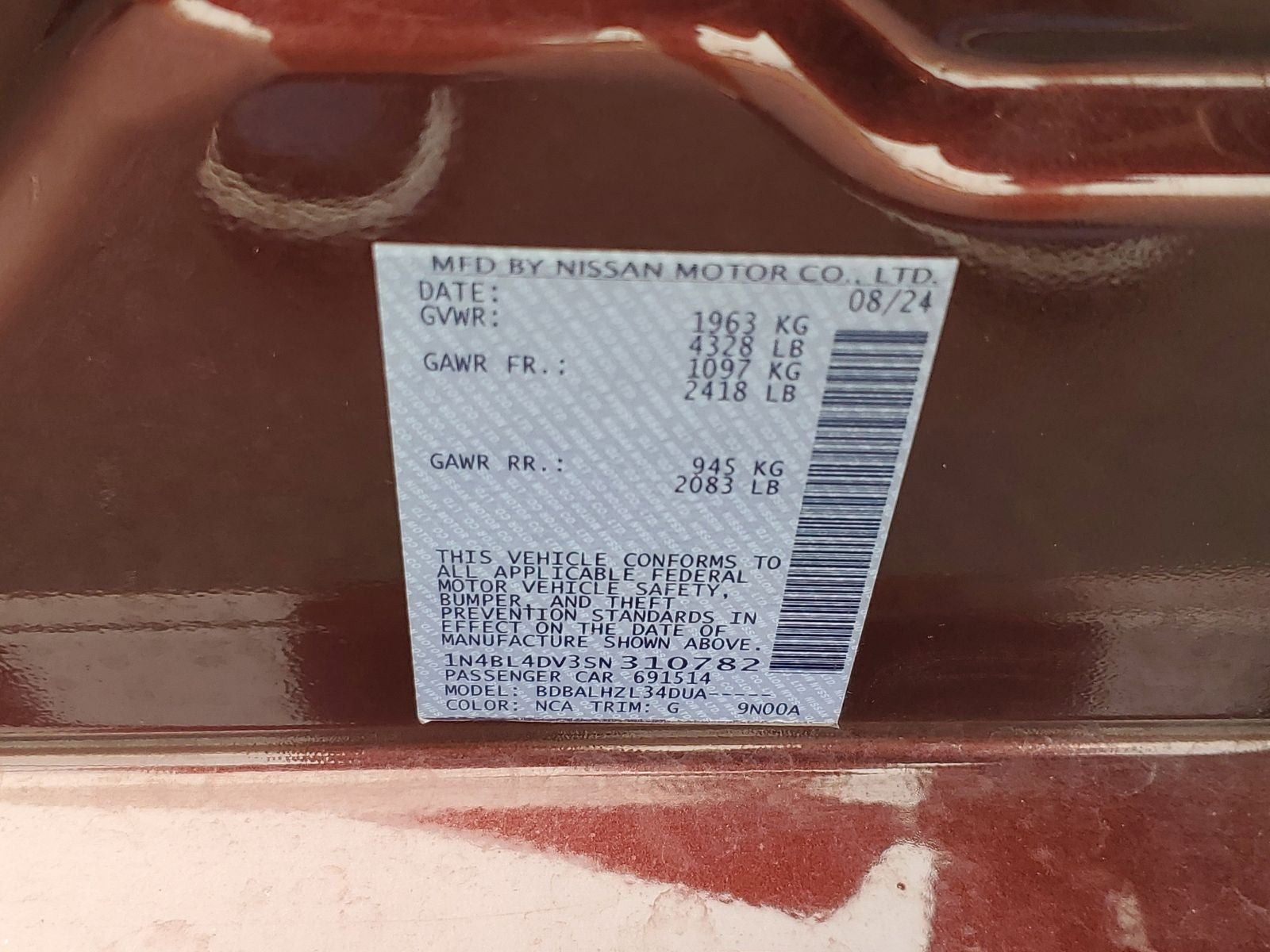 2025 Nissan Altima 2.5 SV